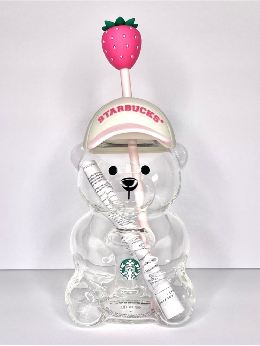 Authentic Starbucks Pink Bearista glass Bear Tumbler